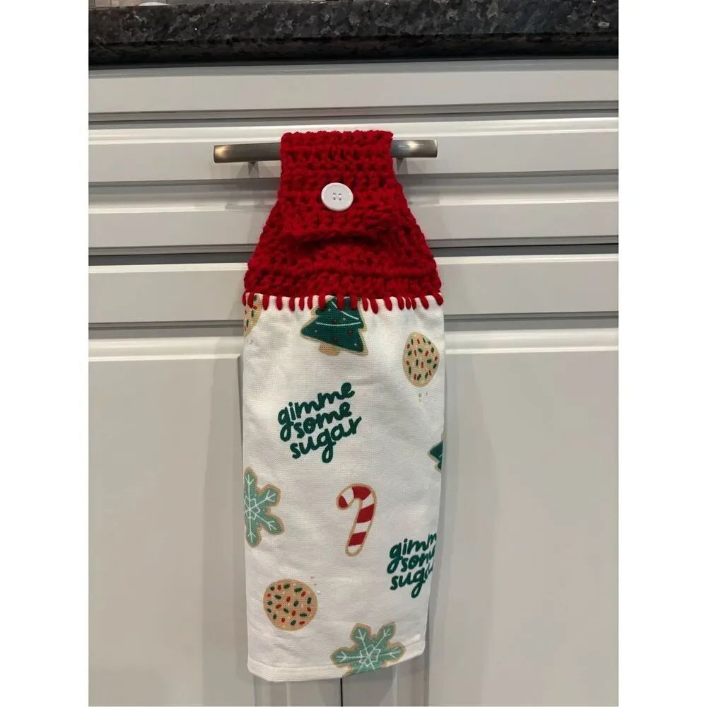 Crochet Top Kitchen Towel-Gimme some sugar
